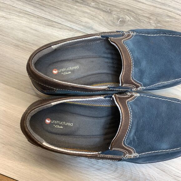 Clarks Men's Un Abode Loafer Size 11.5 M Navy Suede Brown Casual Slip On Shoe - Picture 9 of 10